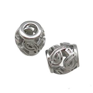 Raw Titanium Steel Barrel Beads Large Hole Hollow, approx 9-10mm, 4mm hole [SSB4361]