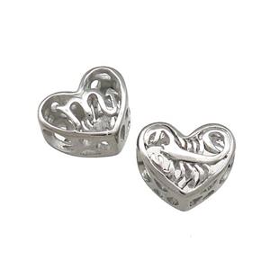 Raw Titanium Steel Heart Beads Zodiac Scorpio Large Hole Hollow, approx 12mm, 4mm hole [SSB4387]