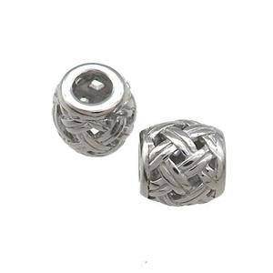 Raw Titanium Steel Barrel Beads Large Hole Hollow, approx 9mm, 4mm hole [SSB4399]
