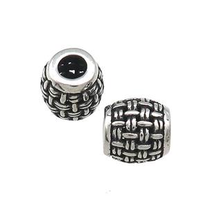 Titanium Steel Barrel Beads Large Hole Hollow Antique Silver, approx 9mm, 4mm hole [SSB4402]
