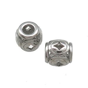 Raw Titanium Steel Barrel Beads Star Large Hole Hollow, approx 9mm, 4mm hole [SSB4405]