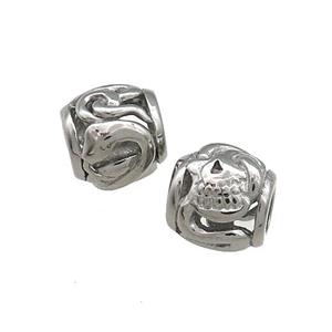 Raw Steel Barrel Beads Large Hole Hollow, approx 9mm, 4mm hole [SSB4413]
