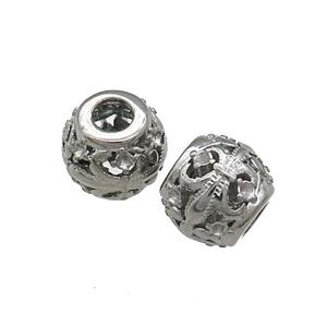 Raw Titanium Steel Round Beads Large Hole Hollow, approx 9-10mm, 4mm hole [SSB4421]