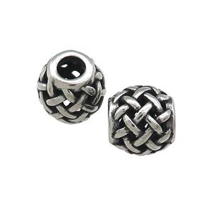 Titanium Steel Round Beads Large Hole Hollow Antique Silver, approx 9-10mm, 4mm hole [SSB4438]