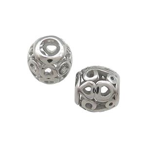 Raw Titanium Steel Round Beads Large Hole Hollow, approx 9-10mm, 4mm hole [SSB4445]