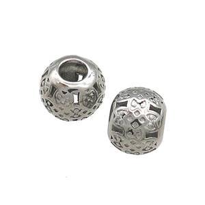 Raw Titanium Steel Round Beads Large Hole Hollow, approx 8-9.5mm, 4mm hole [SSB4449]