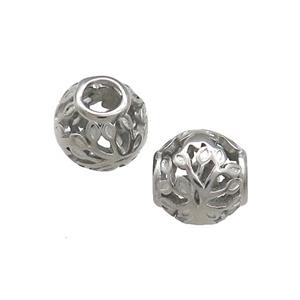 Raw Titanium Steel Round Beads Large Hole Hollow, approx 10mm, 4mm hole [SSB4453]