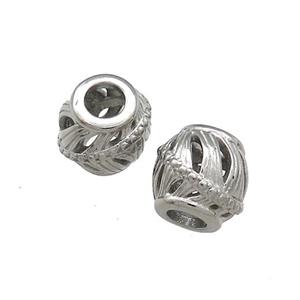 Raw Titanium Steel Round Beads Large Hole Hollow, approx 9-10mm, 4mm hole [SSB4459]