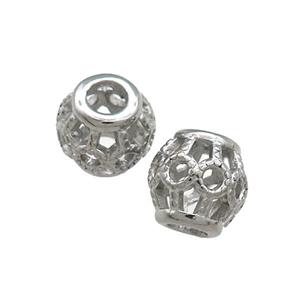 Raw Titanium Steel Round Beads Large Hole Hollow, approx 10mm, 4mm hole [SSB4463]
