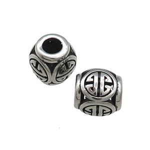 Titanium Steel Round Beads Large Hole Hollow Antique Silver, approx 9-10mm, 4mm hole [SSB4466]