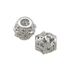 Raw Titanium Steel Round Beads Large Hole Hollow, approx 9-10mm, 4mm hole [SSB4467]