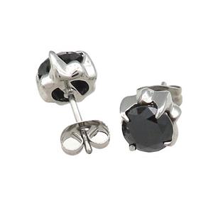 Stainless Steel Stud Earring Pave Rhinestone Antique Silver, approx 9mm [SSB4491]