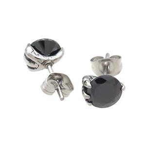 Stainless Steel Stud Earring Pave Rhinestone Antique Silver, approx 7mm [SSB4495]