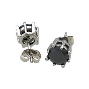 Raw Stainless Steel Stud Earring Pave Rhinestone, approx 8mm [SSB4499]