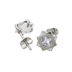 Raw Stainless Steel Stud Earring Pave Rhinestone, approx 9mm [SSB4504]