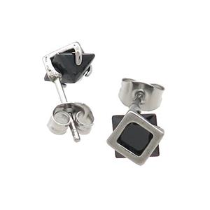 Raw Stainless Steel Stud Earring Pave Rhinestone, approx 8mm [SSB4536]