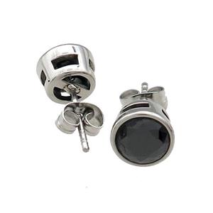 Raw Stainless Steel Stud Earring Pave Rhinestone, approx 8.5mm [SSB4542]