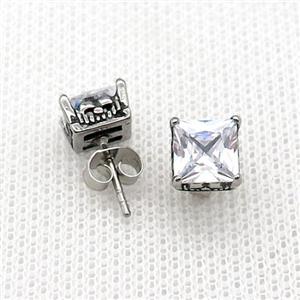 Stainless Steel Stud Earring Pave Rhinestone Antique Silver, approx 8mm [SSB4576]