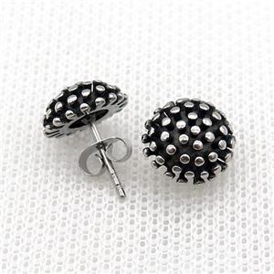 Stainless Steel Stud Earring Sunflower Antique Silver, approx 11mm [SSB4606]