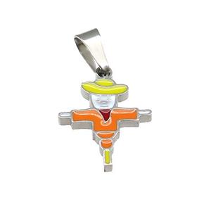 Raw Halloween Witch Charms Stainless Steel Multicolor Enamel, approx 12-14mm [SSB4623]