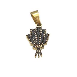 Feather Charms Stainless Steel Pendant Painted Gold Plated, approx 9.5-13mm [SSB4626]