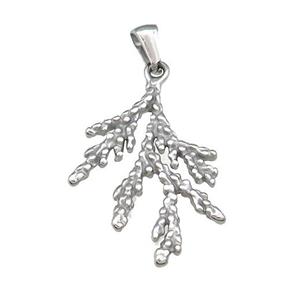 Cedar Branch Charms Raw Stainless Steel Pendant, approx 21-30mm [SSB4643]