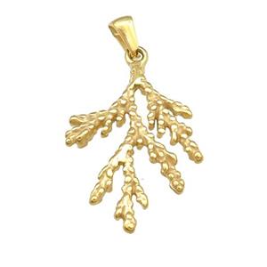Cedar Branch Charms Stainless Steel Pendant Gold Plated, approx 21-30mm [SSB4644]