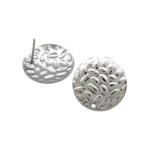 Raw Stainless Steel Stud Earrings Hammered, approx 16mm [SSB4650]