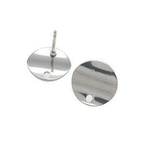 Raw Stainless Steel Stud Earring Circle, approx 12mm [SSB4655]