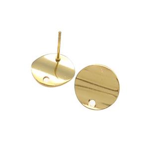 Stainless Steel Stud Earring Circle Gold Plated, approx 12mm [SSB4656]