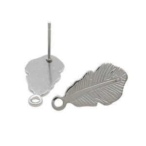 Leaf Stud Earrings Stainless Steel Raw, approx 9-15mm [SSB4659]