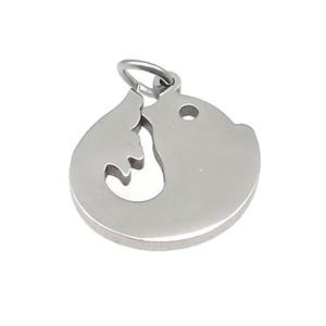 Dolphin Charms Raw Stainless Steel Pendant, approx 15mm [SSB4661]