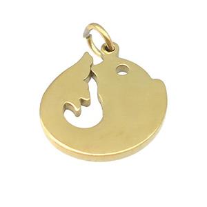 Dolphin Charms Stainless Steel Pendant Gold Plated, approx 15mm [SSB4662]