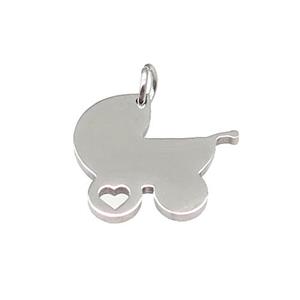 Baby Stroller Charms Raw Stainless Steel Pendant, approx 15-17mm [SSB4665]