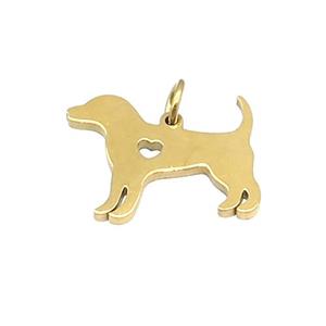 Dog Charms Stainless Steel Pendant Gold Plated, approx 13-17mm [SSB4668]