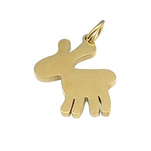 Deer Charms Stainless Steel Pendant Gold Plated, approx 14-17mm [SSB4674]