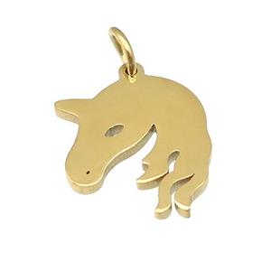 Horse Charms Stainless Steel Pendant Gold Plated, approx 15mm [SSB4676]