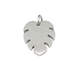 Raw Stainless Steel Leaf Pendant, approx 11.5-15mm [SSB4677]