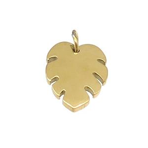 Stainless Steel Leaf Pendant Gold Plated, approx 11.5-15mm [SSB4678]
