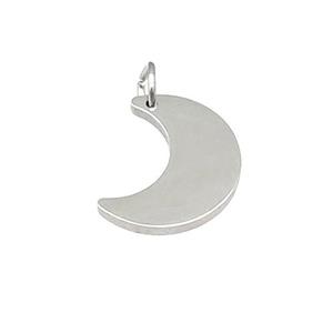 Raw Stainless Steel Moon Pendant, approx 12-15mm [SSB4679]