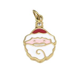 Christmas Santa Claus Stainless Steel Pendant Multicolor Enamel Gold Plated, approx 10-14mm [SSB4707]