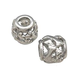 Raw Titanium Steel Barrel Beads Large Hole Hollow, approx 9-10mm, 4mm hole [SSB4710]