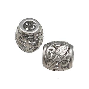 Raw Titanium Steel Barrel Beads Large Hole Hollow, approx 9-10mm, 4mm hole [SSB4722]