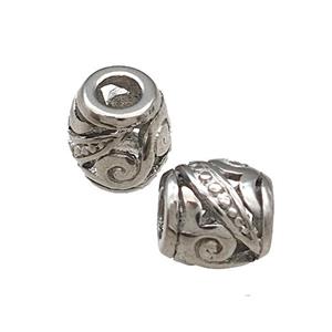 Raw Titanium Steel Barrel Beads Large Hole Hollow, approx 9-10mm, 4mm hole [SSB4724]