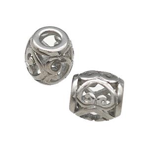 Raw Titanium Steel Barrel Beads Large Hole Hollow, approx 9-10mm, 4mm hole [SSB4728]