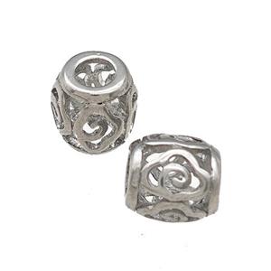 Raw Titanium Steel Barrel Beads Large Hole Hollow, approx 9-10mm, 4mm hole [SSB4730]