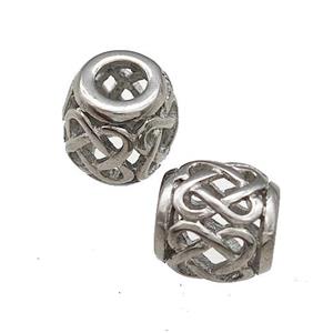 Raw Titanium Steel Barrel Beads Large Hole Hollow, approx 9-10mm, 4mm hole [SSB4736]
