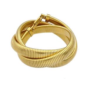 Stainless Steel Bracelet Gold Plated, approx 12mm, 60mm dia [SSB4741]