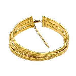 Stainless Steel Necklace Gold Plated, approx 8mm, 33-38mm length [SSB4744]