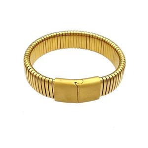 Stainless Steel Bangle Gold Plated, approx 16mm, 50-60mm dia [SSB4748]